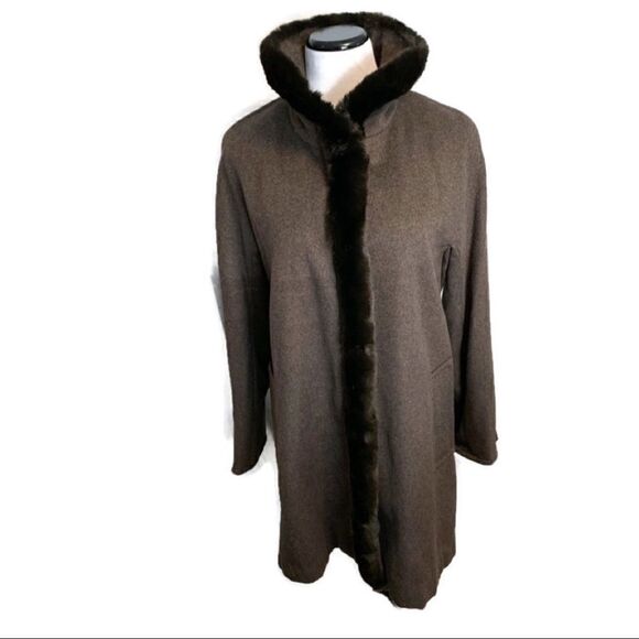 New! Ellen Tracy Kimono Coat Mocha Sz 6 - Picture 4 of 8